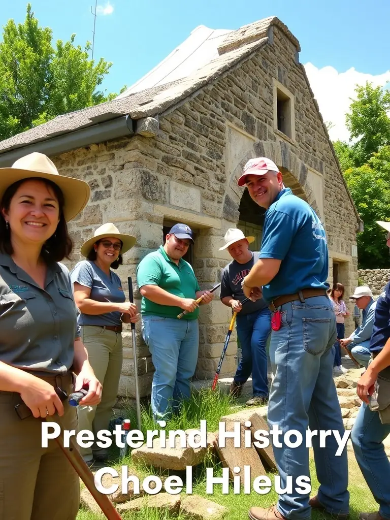 A group of volunteers working on the restoration of vintage firefighting equipment, demonstrating community involvement and hands-on preservation efforts.